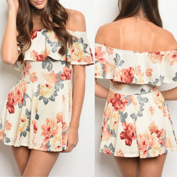hello miss Pants - Cream Floral Romper {Hello Miss}